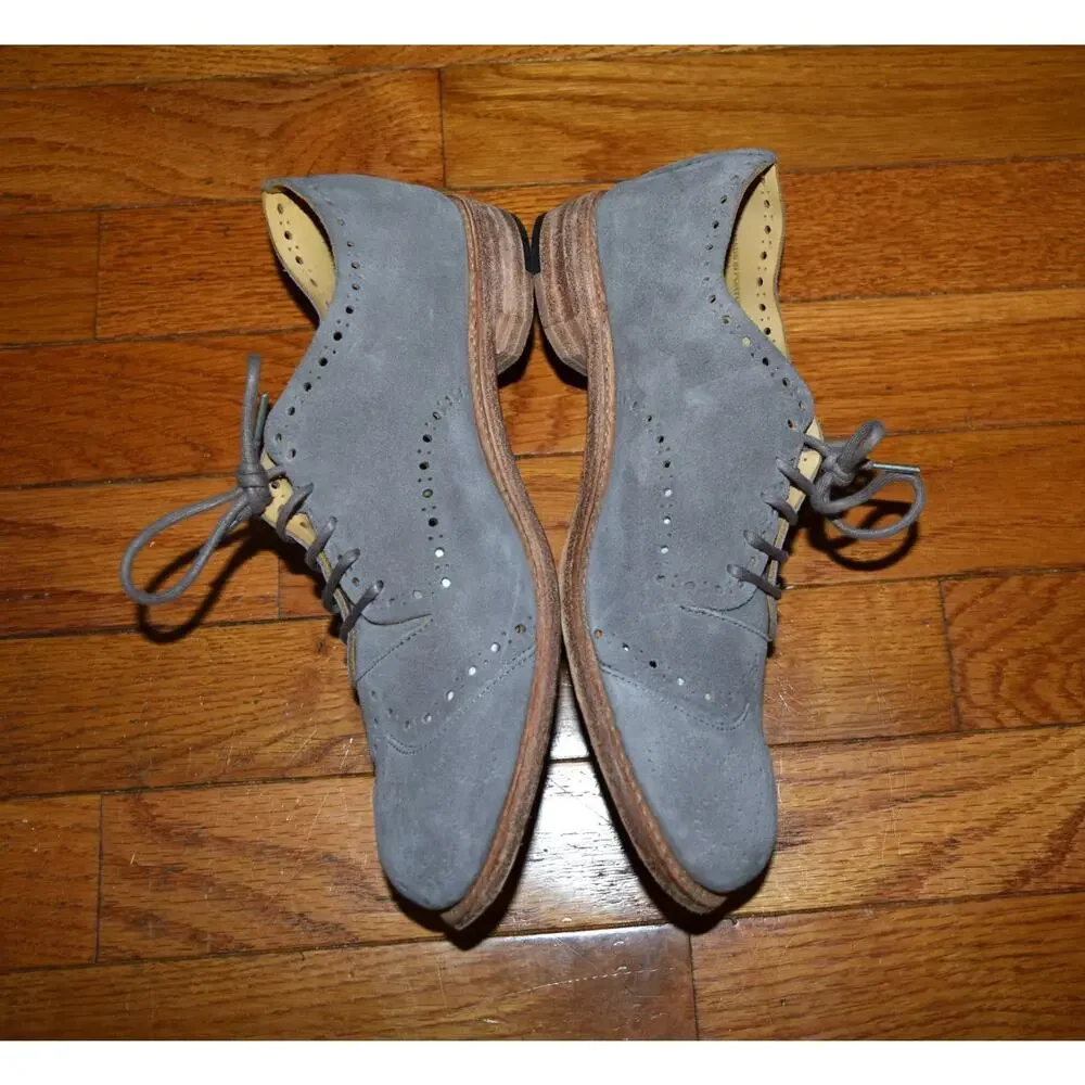 The Office of Angela Scott Women Oxford Shoes 36.5 Soft Gray Suede Leather Brogu